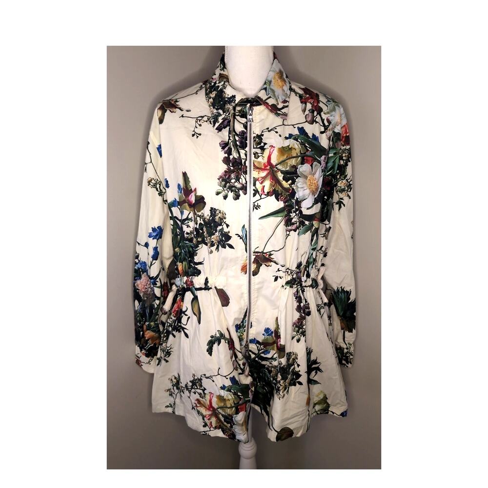 Adam Lippes Botanical Print Zip Front Jacket Dress Medium Luxury